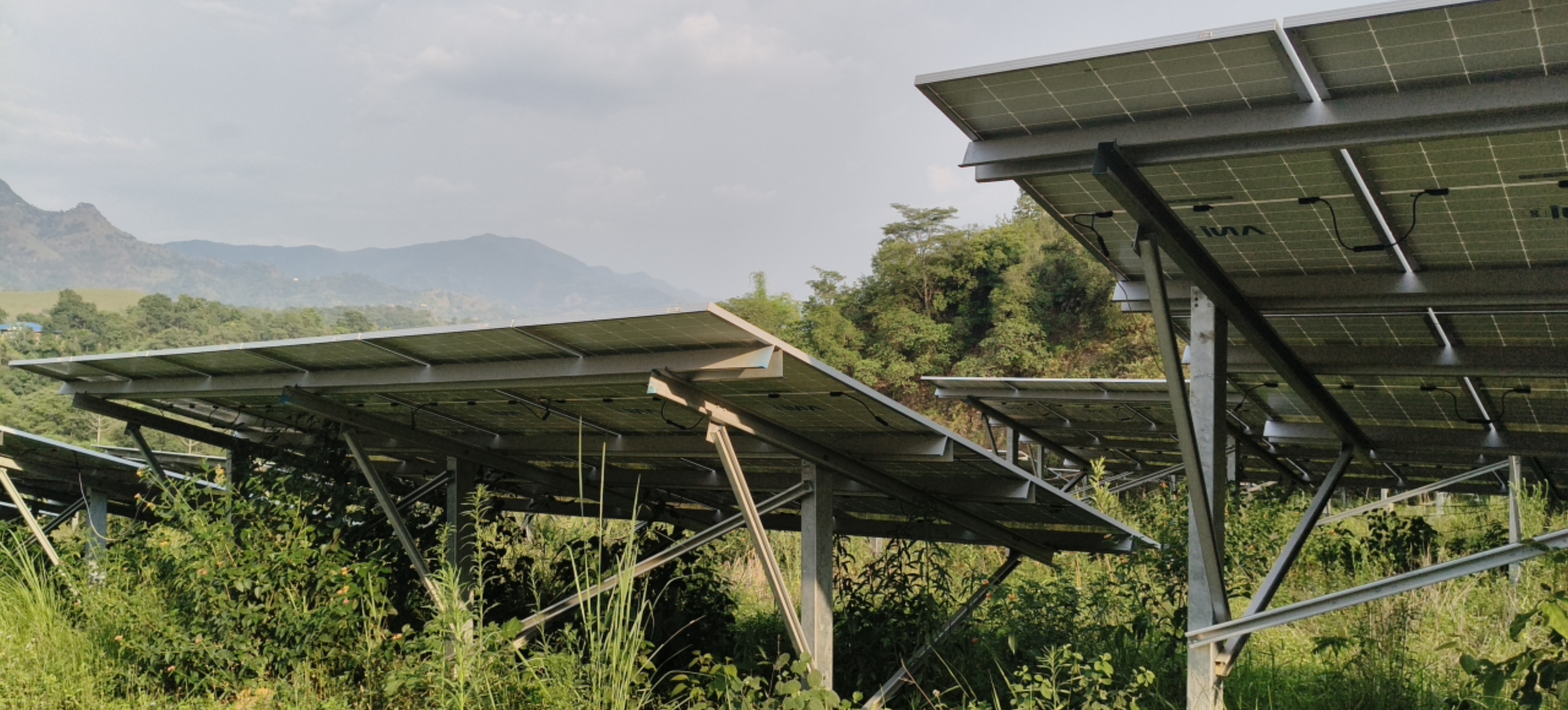Solar array with mountain backdrop